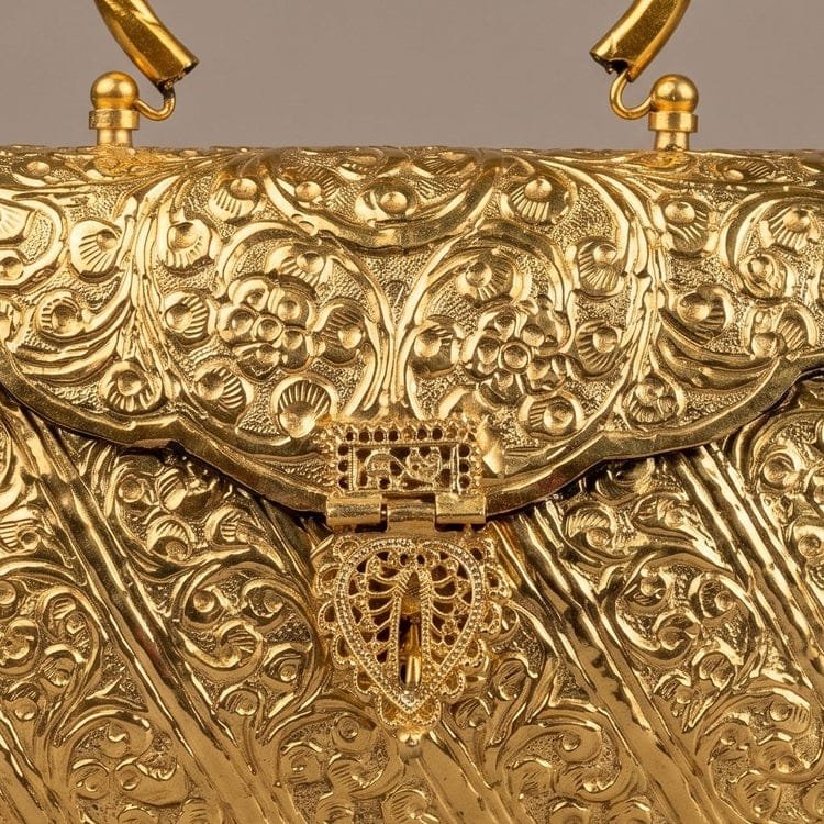 Golden tone meena brass with handle - Image 2