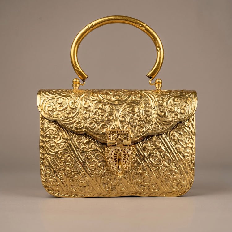 Golden tone meena brass with handle - Image 3