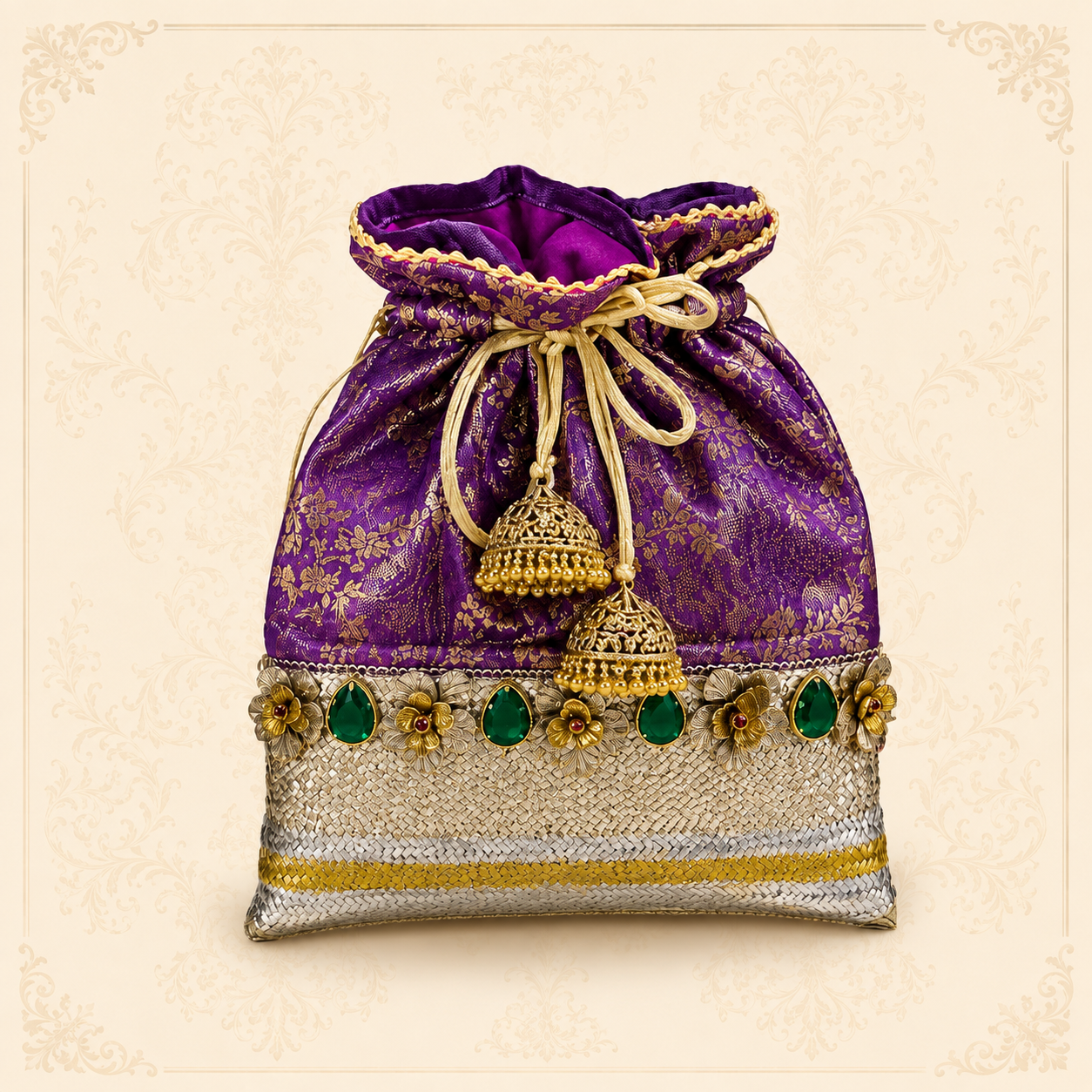 Potli Bag Blue Silver
