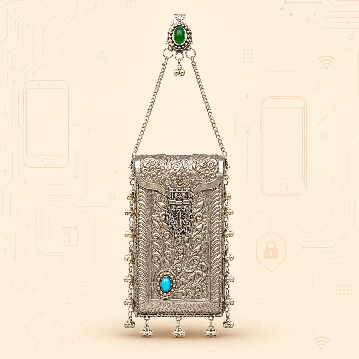 Silver pattern mobile sling