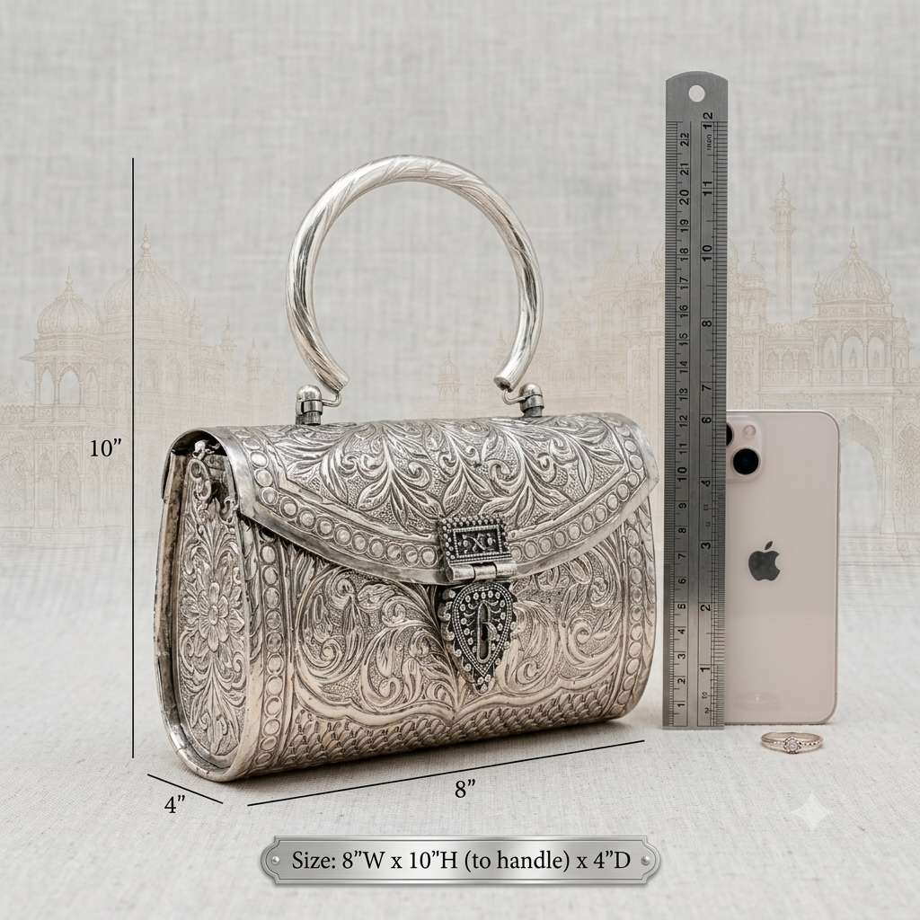 silver-plated metal clutch bag - Image 3