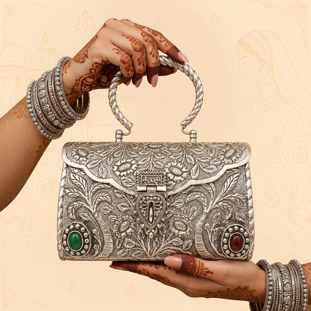 Kundan minakari Silver Pattern - Image 2
