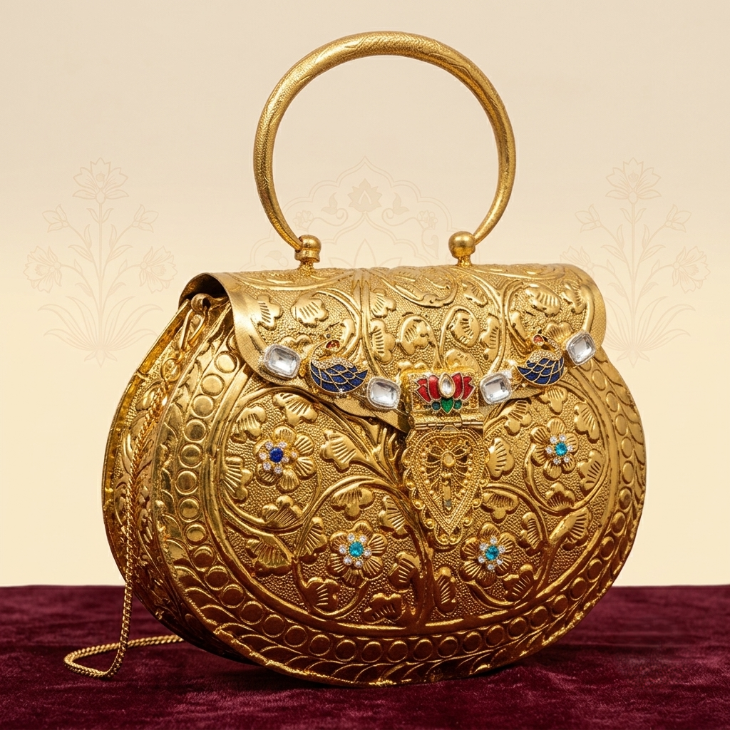 Jodha Batwa – Royal Handcrafted Brass Clutch - Image 2